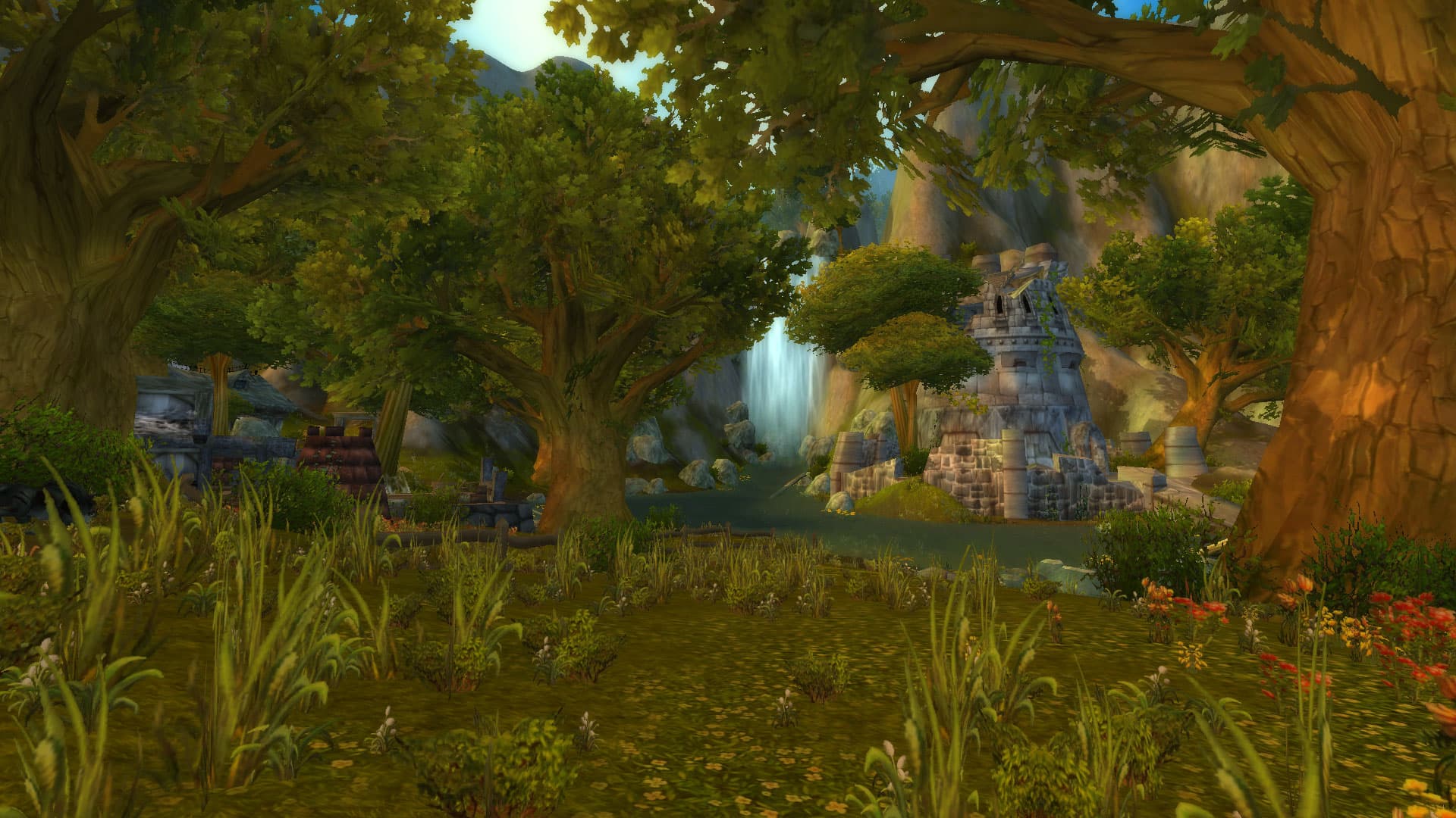 Old Northshire Village hidden among forests, ruins, and waterfalls
